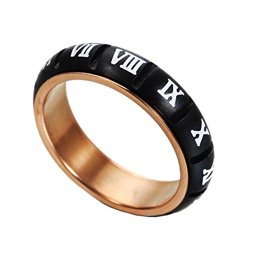 Image of PAURO Roman Numerals Spin Worry Ring | Unisex Stainless Steel, Roman Numerals Spin Worry Ring for Anxiety