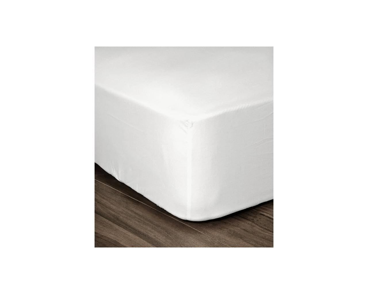 LOVELY HOME Fitted Sheet, 100% Cotton, 160 x 200 x 30 cm, White