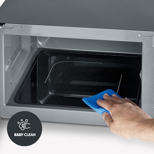 SEVERIN Mikrowelle mit Glasboden, zum Auftauen und Erhitzen, Mikrowellengerät mit großer Nutzfläche für eckiges Geschirr, Schwarz/Edelstahl, MW 7761 – Bild 5