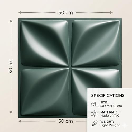 Image of Kayra Decor 3D PVC Wall Panels for Bedroom Bloom Design Olive Green Color 19.7 inch x 19.7 inch (Pack of 40) - Covers 107.80 Sq. Ft.