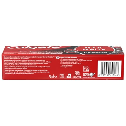 Miniatura 3 de Colgate Max White Charcoal Toothpaste 4 x 75 ml - Toothpaste with Activated Carbon
