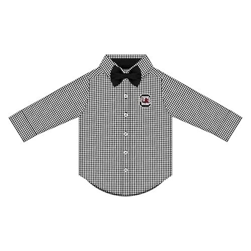 College Baby Infant Gingham Shirt - Long-Sleeve Button Up, South Carolina Gamecocks Logo, Black, for Boys, Size 4T