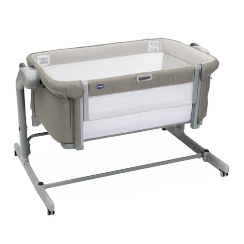 Chicco Next2Me Magic Evo, Berceau Bébé Cododo, Lit Bébé Cododo, avec Mode Balançoire, Rail Ouvrable, 11 Niveaux de Hauteur, Réglable en Hauteur, 4 Roues, Matelas et Sac de Voyage Inclus, Beige