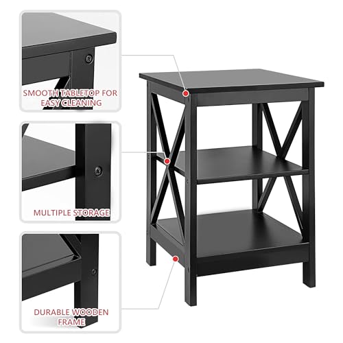 Super Deal 3-Tier End Table With Storage Shelves Versatile X-Design Wood Sofa Side Table For Living Room Bedroom Apartment Small Spaces thumb #5