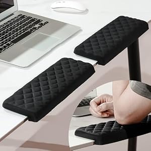 MEKASS L-Shaped Desk Elbow Pad for Desk, Memory Foam Elbow Support Padding with Non-Slip, Ergonomic Desk Edge Cushion, Wrist Comfort Support for Office Home 2 Pcs (Diamond Black)