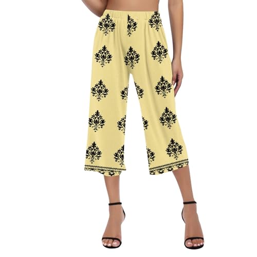 Summer Pants for Women Capri High Waisted Trendy Pants 2025 Cropped Elastic Tie Dye Loose Trousers with Pocket Fashion