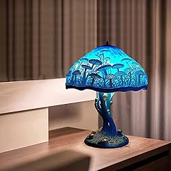 SHAIRMB LáMpara De Mesa De Setas De Vidrio De Pintura, Seta De Resina Decorativa LáMpara De Noche, LáMpara De Mesa Antigua LáMpara De Noche Decorativa, para Dormitorio Sala De Estar,A