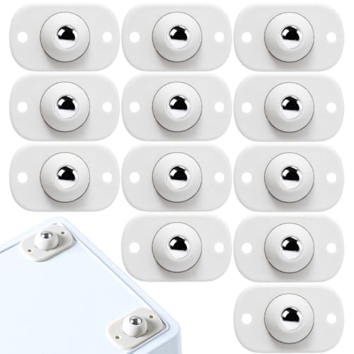 Sirlomu 12 Piezas Mini Adhesivas, Giratorias 360° para Electrodomésticos de Cocina, Rueda Universal Adhesiva para DIY, Papelera, Caja de Almacenamiento, Electrodomésticos Pequeños (blanco)