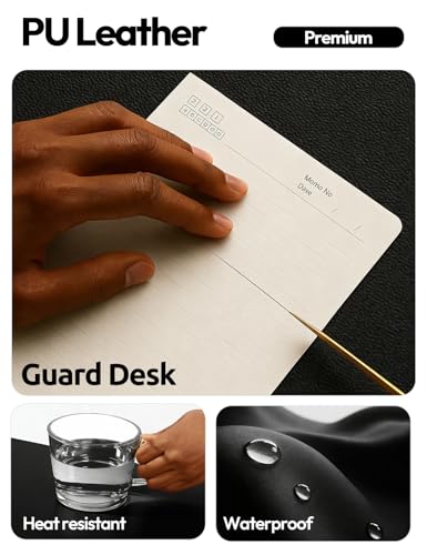 Image of YSAGi Leather Office Desk Pad Protector, Large Mouse Pad, Non-Slip, PU Leather, Laptop Desk Blotter, Waterproof Writing Pad for Office and Home, Black, 23.6 inch x 13.8 inch