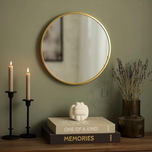 Decor incredible Round Sunburst Wall Mirror Gold Metal Frame for Decoration Decorative Design Stylish Latest Large Item Abstract for Living Room Bedroom Dining Bathroom Office Cafes House Hall 12in