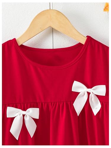 SweatyRocks Girl's Cute Bow Tee Shirt Crewneck Short Sleeve Pleated T Shirts3