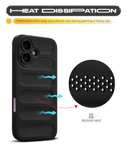 Image of WOW IMAGINE Ultimate Silicone Back Cover Case for iPhone 17 | Heat Dissipation Thin Soft TPU | 360 Camera Protection | Breathable Cooling Holes - Pitch Black