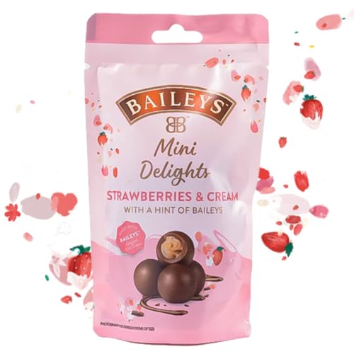 Baileys Chocolate Mini Delights Strawberries & Cream | 1 x 102 g | Mini bombones derretidos | Bombones regalo | Relleno con licor Baileys