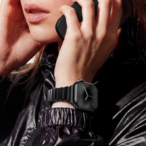 Image of Magnetic Slim Metal Band Compatible with Apple Watch Bands for Women Series 11 10 46mm 45mm 44mm 42mm SE 9 8 7 6 5 4 38mm 40mm 41mm 3 /2 /1,Luxury Stainless Steel Strap Silicone Link For iwatch