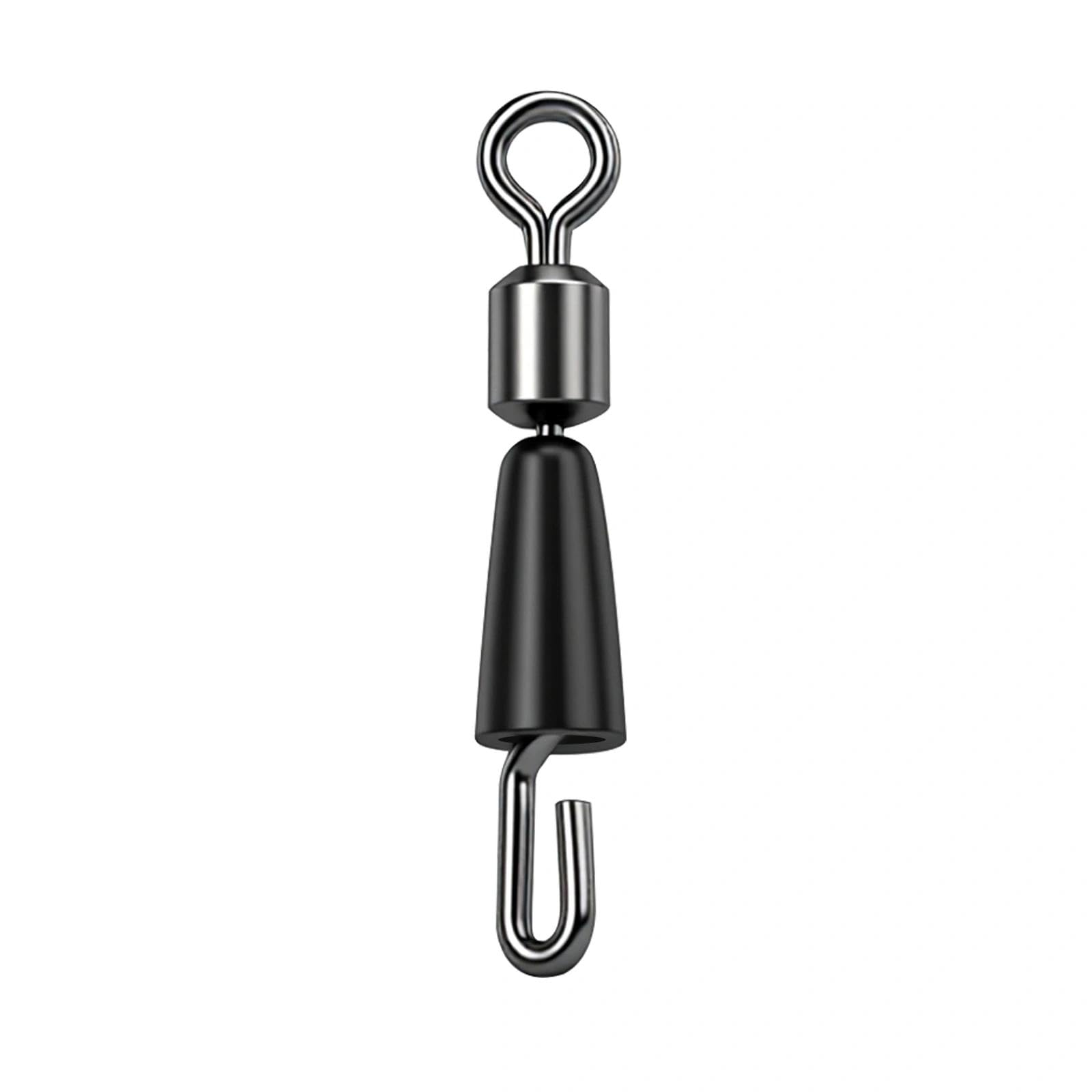 9KM DWLIFE 60 Pcs Quick Change Fishing Swivels - Stainless Steel Bearing Swivel Connector with Rolling Clips for Saltwater and Freshwater (black)