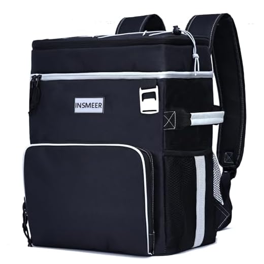 INSMEER Mochila térmica, refrigerador de praia isolado grande refrigerador de acampamento macio à prova de vazamento (Preta)