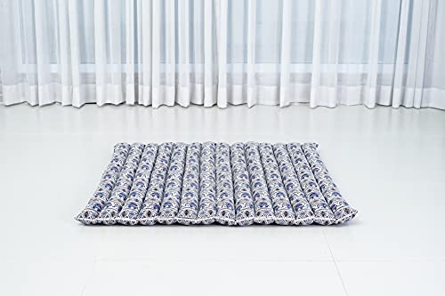 Image of Leewadee Meditation Cushion Set - 1 Round Zafu Meditation Pillow and 1 Square Roll-Up Zabuton Meditation Mat, Pillows Bundle Filled with Kapok