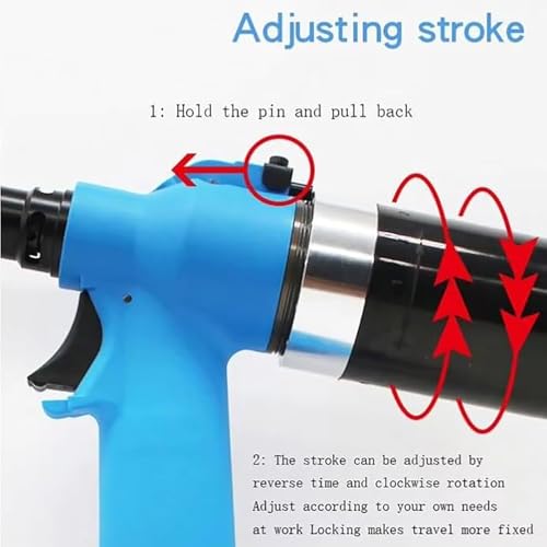 Kit de herramientas de tuerca remache neumática de alta resistencia, pistola remachadora automática con 6 boquillas, tensión de trabajo de 19,1 kN para un fácil remachado