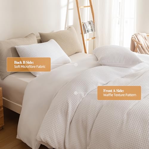 Jessrydo Waffle Duvet Cover Queen Size Soft Breathable Cooling Luxury 3 Pcs Waffle Bedding Set With 1 Waffle Weave Duvet Cover And 2 Pillowcases thumb #2