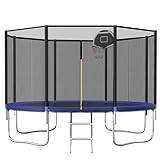Tranpoline 12FT Tranpoline with Safety Enclosure Net,Tranpolines with Basketball Hoop,Outdoor Tranpoline and Tranpolines for Kids and Adults for Backyard Park ASTM Approved