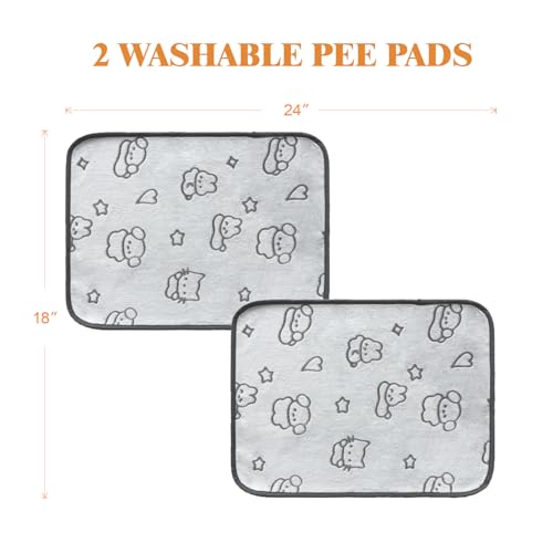 Image of Qeils Reusable Puppy Pads, 2 Pack Washable Pee Pads for Dogs, Waterproof Non Slip Wee Wee pad, Absorbent and Leakproof Training Mats for Potty, Crate, Playpen, Bed, Sofa, 18 inchx 24 inch