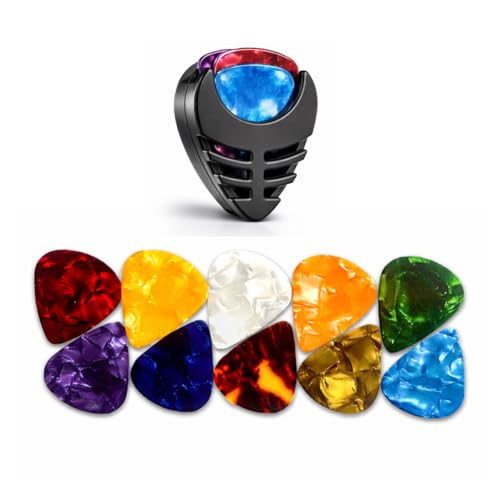 Image of DEVICE OF URBAN INFOTECH Guitar Pick Set - 0.46mm Guitar Picks with 1 Pick Holder - Thin Celluloid Plectrums for Acoustic & Electric Guitar Colorful Picks with Holder (15 Picks with Holder)
