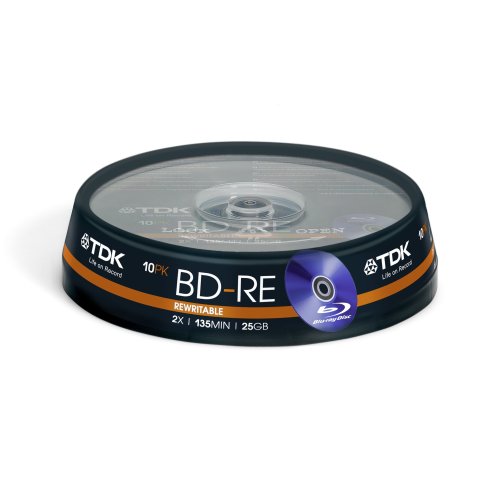 TDK 10 x BD-RE 25GB - BD-RE v�rgenes (2X, Caja para Pastel, 211g, 137 x 137 x 30 mm)