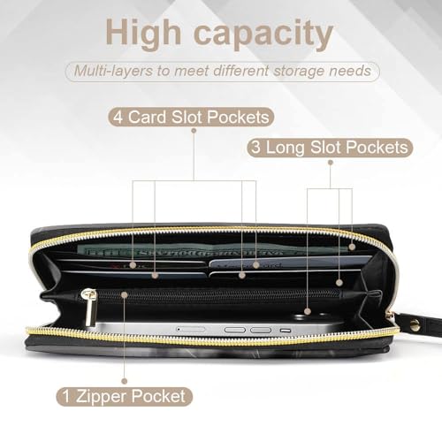 Snow Leopard Portable Long Wallet for Women Men Zipped Travel Purse Credit Card Holder Coin Pouch4