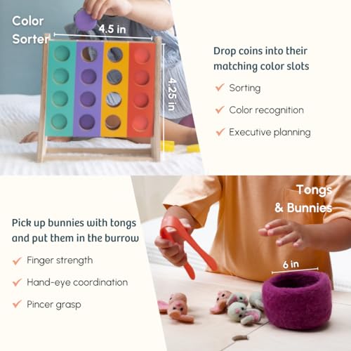Image of Curious Cub Montessori Learning Wooden Baby Toys | Box 11: 24+ Months| Montessori Toys for 2 Year Old|Child Development & Problem Solving Baby|Fine Motor Recognition Skills | Birthday Gift Boy Girl
