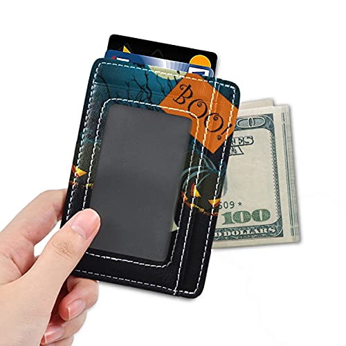 susiyo Halloween Cute Ghost Slim Minimalist Wallets Rfid Blocking Card Wallets PU Leather Front Pocket Wallets for Men and Women4