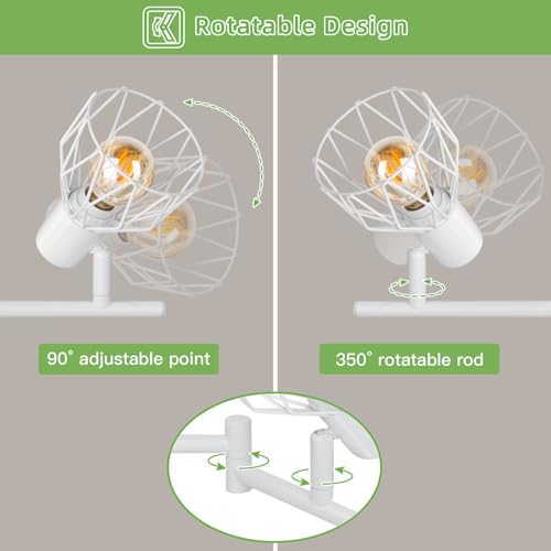 Kimjo Faretti Led E14 Da Soffitto Orientabili - Lampada Da Parete Bianco Lampadario - Plafoniera 6 Luce Per Cucina Soggiorno Lampadina Non Inclusa - 3