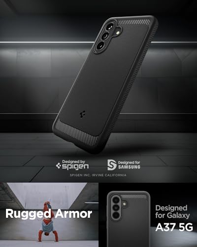 Image of Spigen Rugged Armor | Samsung Galaxy A37 5G Case [Air Cushion Protection] [Flexible] Galaxy A37 5G Back Cover | TPU - Matte Black