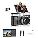Kids Digital Camera with 180° Flip Screen, 32GB Memory Card, 1080P HD Pocket Compact Cameras, Educational Games Digital Cameras, Ideal Vlogging Camera Gifts for Children Boys Girls(Black)