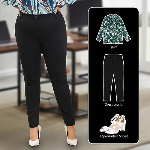 Plus Size Women's Skinny-Leg Dress Pants - High Waisted Slacks for Business Casual,Work Clothes for Office2