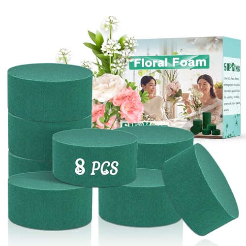 SupKing 8 Pcs Floral Foam Blocks 3.15" Round Green Wet Dry Flower Foam Florist Plant Foam for Fresh Artificial Flower Arrangements image 5