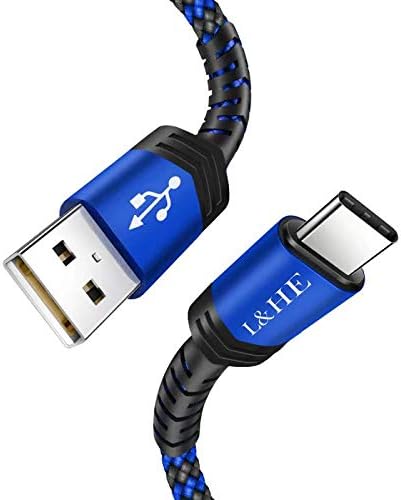 USB Type C Cable 3A Fast Charging [5-Pack 6ft], USB C Cable Fast Charger Charging Cord Compatible with Samsung Galaxy S10 S9 S8 S20 Plus A51 A11, Note 10 9 8, PS5 Controller, USB C Charger (Blue, 6FT)