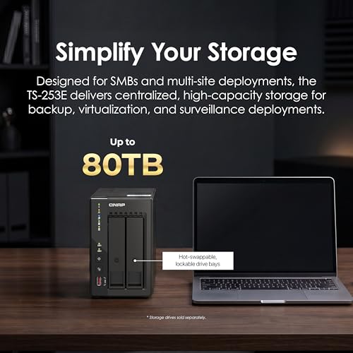 Image of QNAP TS-253E-8G-US 2 Bay High-Performance Desktop NAS with Intel Celeron Quad-core Processor, 8 GB DDR4 RAM and Dual 2.5GbE (2.5G /1G /100M) Network Connectivity (Diskless)