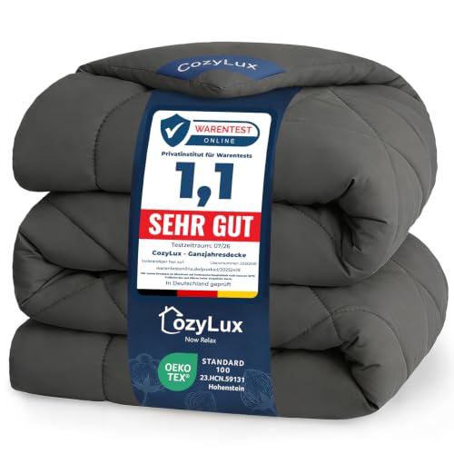 CozyLux Bettdecke 240x260 cm Grau für 4 Jahreszeiten – Ansicht 1