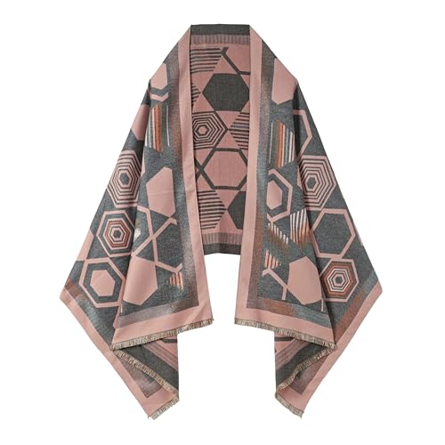 SWAT PANY Scarf for Women Pashmina Blanket Shawls and Wraps Winter Warm Scarves Dusty Pink/Grey