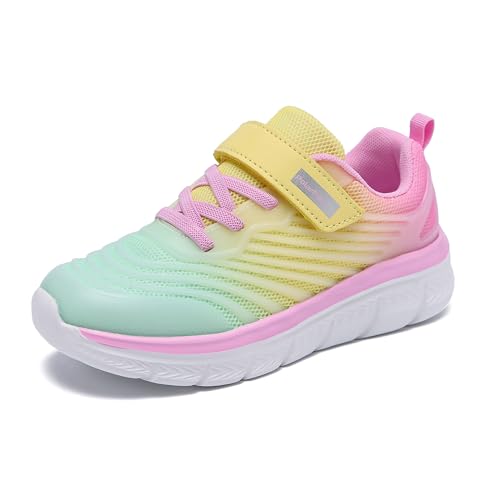 PolarPals Kids Shoes for Girls Boys Running Sneakers Easy On/Off Athletic Tennis Shoes Size 1 Big Kid Pink