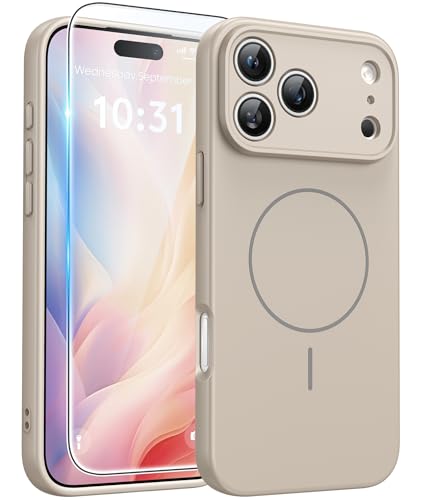 Image of FNTCASE for iPhone 17 Pro Max Case: [Compatible with Magsafe] Integrated Silicone Phone Cases with [Full Camera Protection] [Screen Protector] Military Grade Shockproof Protective Cover - Full White