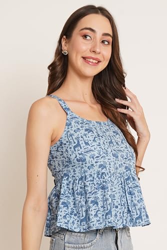 Image of COTLAND Fashions Designer Pre-Shrunk Cotton Peplum Top for Women