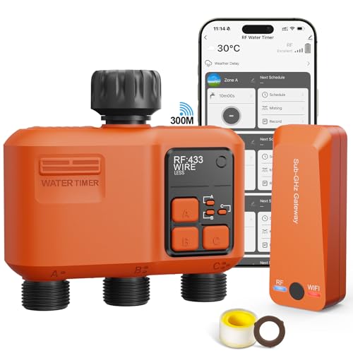 XinFuture Programador Riego WiFi 3 Salidas con 300 Metros RF, WiFi Supercobertura,...