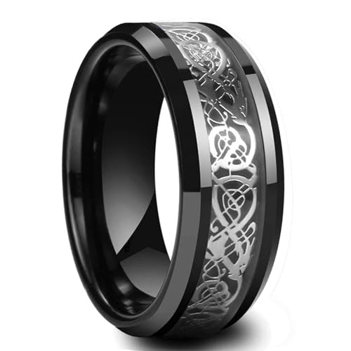 Alliance homme noire anti rayures bague fiançailles biseautée double rainure