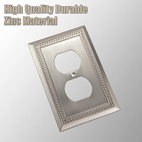 Image of Henne Bery Sunken Pearls Heavy Duty Decorative Wall Plate Switch Plate Outlet Cover (Single Duplex, 2 Pack, Satin Nickel)