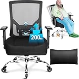 MELOKEA Sedia da Ufficio Ergonomica XXL per Persone Robuste, 200kg Portata con Ruote in Gomma, Extra Larga con Schienale Alto, Seduta Ultra-Spessa 14cm Big & Tall, Inclinazione Regolabile