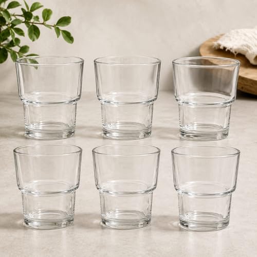 Image of Clear Glass Drinking Glasses Set for Water, Juice, Beverages, Set of 6 (Passport)