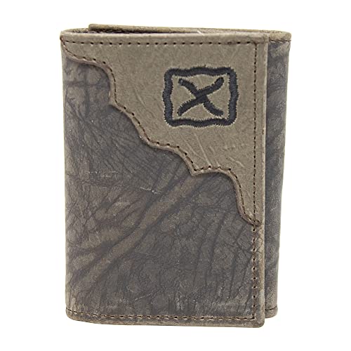Twisted X Leather Elephant Embossed Trifold Wallet with Overlay (Grey)