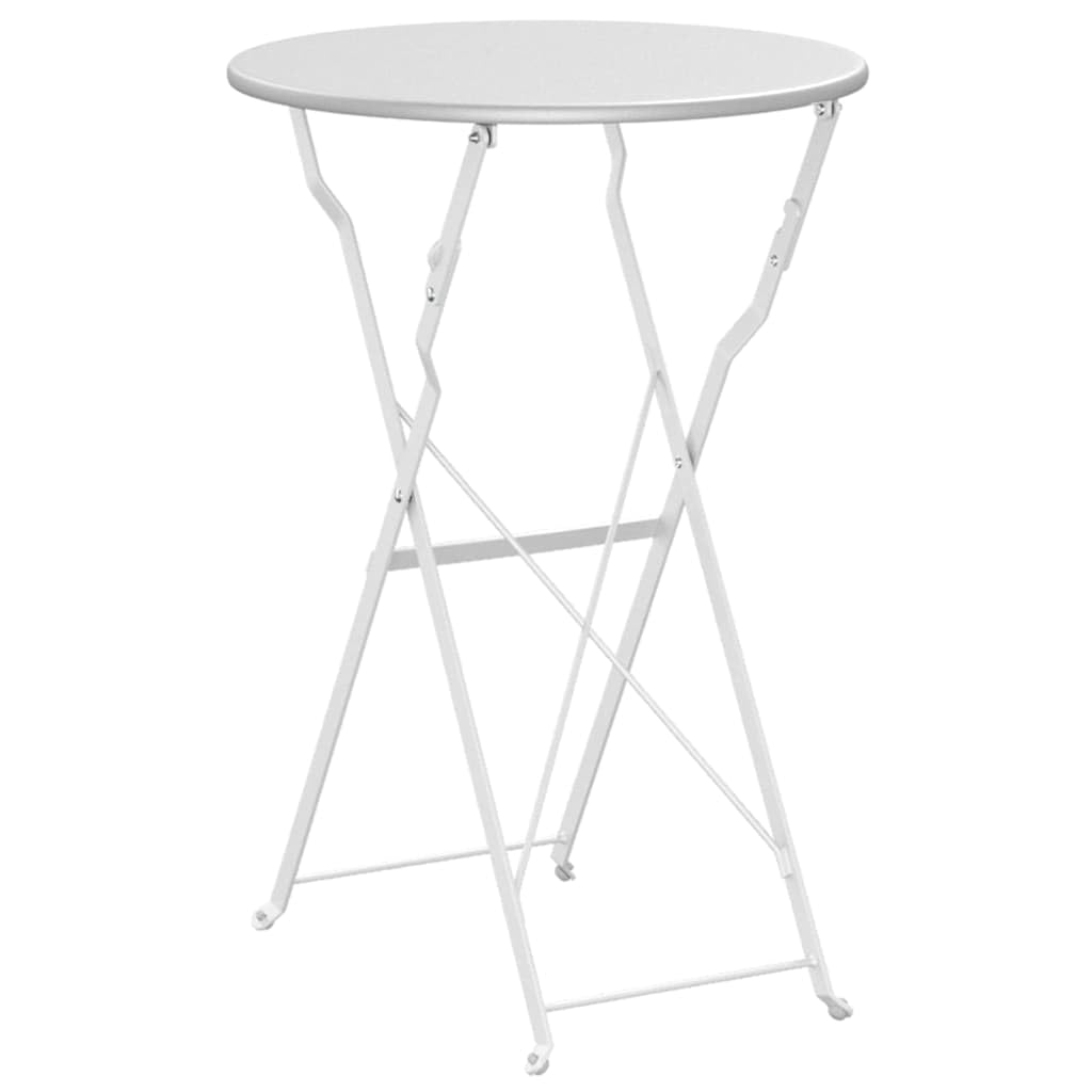 Stolik bistro biały ze stali malowanej proszkowo, Ø 50 x 71 cm, składany i odporny na warunki atmosferyczne, zajmuje mało miejsca stół ogrodowy na taras, balkon, do użytku na zewnątrz i na