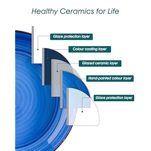 vancasso Pasta Bowls Set of 4, 46 oz Ceramic Salad Serving Bowls and Soup Bowls, Microwave Safe Pasta Plates, Large Shallow Kitchen Dishes, Bonita Series - Blue vancasso Pasta Bowls Set of 4 46 oz Ceramic Salad Serving Bowls and Soup Bowls Microwave Safe Pasta Plates Large Shallow Kitchen Dishes Bonita Series Blue